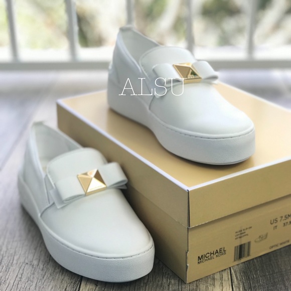 Michael Kors Aliza Slip On Leather Optic White W - Picture 2 of 8